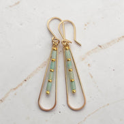Bijou by SAM River Stone teardrop earrings featuring natural Amazonite tube beads and 14k gold fill hoops.