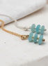 Bijou by SAM Northern Lights necklace featuring aqua-green amazonite stones on gold fill and sterling silver chains.