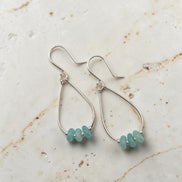 Bijou by SAM Northern Lights teardrop hoop earrings featuring aqua-green amazonite stones in sterling silver