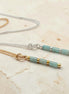 Bijou by SAM River Stone necklaces featuring natural blue-green Amazonite tube beads in 14k gold fill and sterling silver