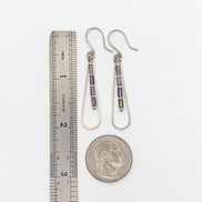 Bijou by SAM Twilight Ridge teardrop earrings with purple amethyst tube beads in sterling silver on white background