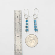 Bijou by SAM Still Water dangle earrings featuring blue apatite tube beads on Argentium sterling silver hoops.