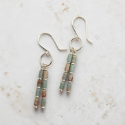 Bijou by SAM Big Sky earrings featuring Aqua Terra Jasper tube beads and sterling silver handmade hoops.