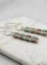Bijou by SAM Big Sky dangle earrings featuring natural Aqua Terra Jasper tube beads and sterling silver hoops.