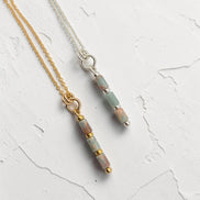 Bijou by SAM Big Sky necklaces featuring natural Aqua Terra Jasper tube beads in 14k gold fill and sterling silver.