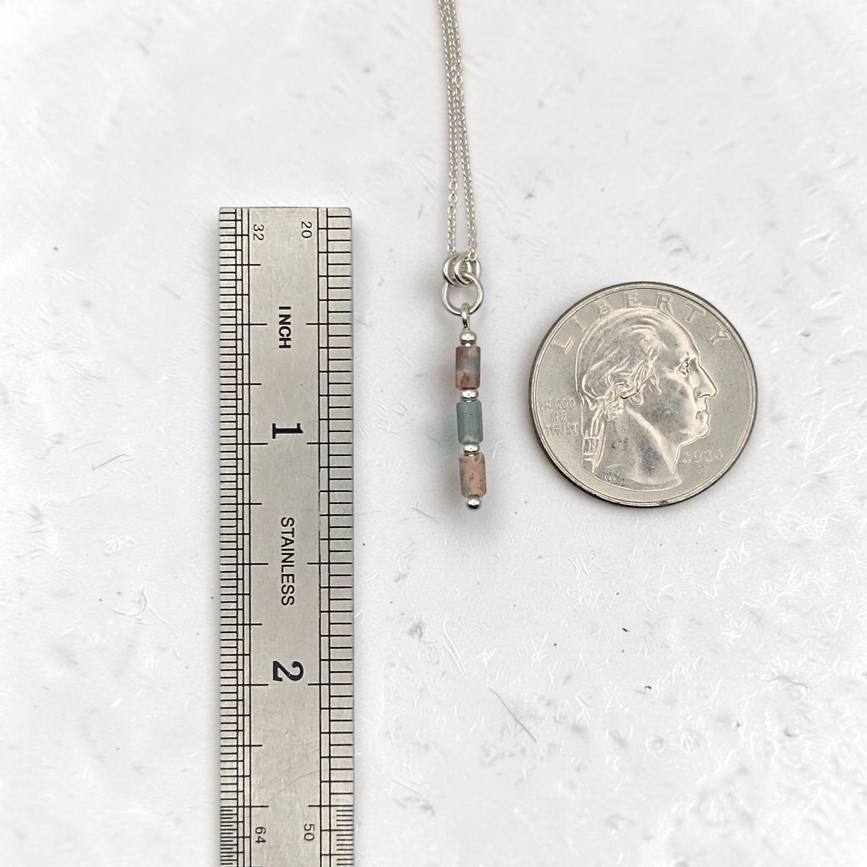 Bijou by SAM Big Sky necklace with natural Aqua Terra Jasper tube beads on a delicate sterling silver chain
