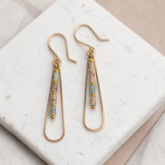 Bijou by SAM Open Sky teardrop earrings featuring Aqua Terra Jasper tube beads and 14k gold fill hoops.