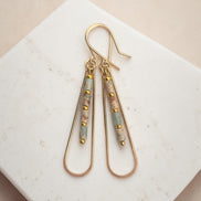 Bijou by SAM Open Sky teardrop earrings featuring Aqua Terra Jasper tube beads and 14k gold fill hoops.