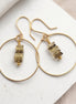 Bijou by SAM handmade 14k gold fill hoop earrings featuring a delicate stack of square-cut bicolor quartz gemstones.