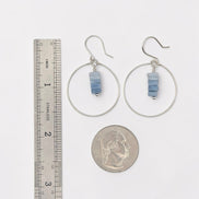 Bijou by SAM handmade sterling silver hoop earrings featuring a delicate stack of square-cut denim blue opal stones.