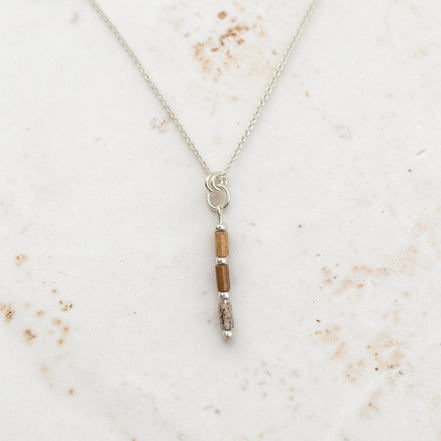 Bijou by SAM Canyon Necklace featuring natural Picture Jasper tube beads on a delicate sterling silver chain.