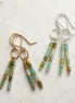 Bijou by SAM Morning Dew dangle earrings with natural Chrysoprase tube beads in 14k gold fill and sterling silver.