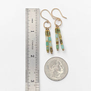 Bijou by SAM Morning Dew dangle earrings featuring natural Chrysoprase tube beads and 14k gold fill hoops.