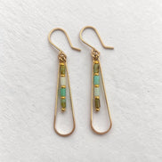 Bijou by SAM Morning Dew teardrop hoop earrings featuring green Chrysoprase tube beads on 14k gold fill wire