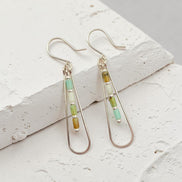 Bijou by SAM Morning Dew teardrop hoop earrings featuring green Chrysoprase tube beads in Argentium Sterling Silver.