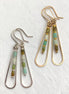 Bijou by SAM Morning Dew teardrop hoop earrings with green Chrysoprase tube beads in gold fill and sterling silver.