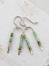 Bijou by SAM handcrafted wishbone earrings featuring green chrysoprase tube stones on sterling silver wire