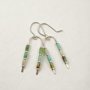 Bijou by SAM wishbone earrings featuring green chrysoprase tube stones on handcrafted sterling silver wire