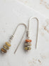 Bijou by SAM Stardust threader earrings featuring cream, coral, and tan crazy lace agate beads on sterling silver.