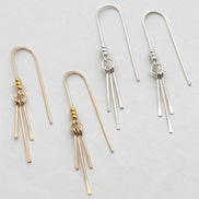 Bijou by SAM minimalist threader earrings in 14k gold fill and argentium sterling silver with delicate metal fringes.