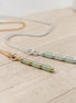 Bijou by SAM Mossy Creek necklaces with green aventurine tube beads on 14k gold fill and sterling silver chains.