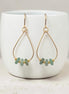 Bijou by SAM Comet Teardrop Hoop Earrings featuring green aventurine gemstones on 14k gold fill wire