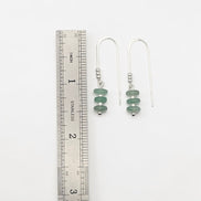 Bijou by SAM Comet Threader earrings featuring green aventurine beads on sterling silver hooks next to a metal ruler.