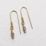 Bijou by SAM teardrop threader earrings featuring genuine Ice Obsidian gemstones on 14k gold fill wire.