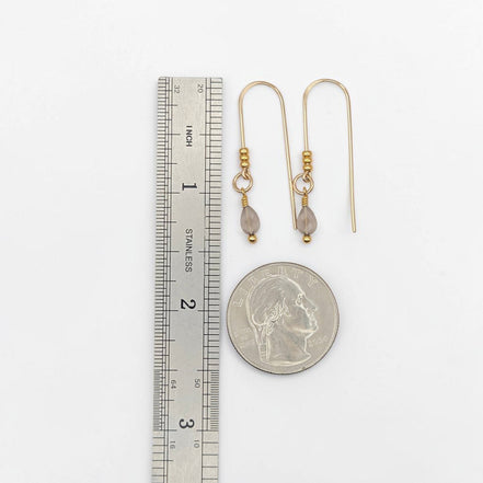 Bijou by SAM handcrafted 14k gold fill threader earrings featuring delicate teardrop Ice Obsidian gemstones.