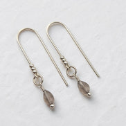 Bijou by SAM teardrop threader earrings featuring genuine Ice Obsidian gemstones on polished silver wire