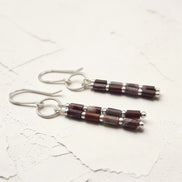 Bijou by SAM Painted Bluff dangle earrings featuring natural red rainbow jasper tube beads and sterling silver accents.