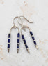 Bijou by SAM handcrafted wishbone earrings featuring blue lapis lazuli tube stones on sterling silver wire