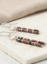 Bijou by SAM Wild Mesa dangle earrings featuring natural Leopard Skin Jasper tube beads and Argentium Sterling Silver.
