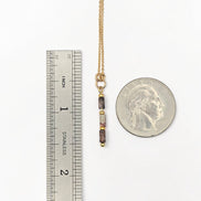 Bijou by SAM Wild Mesa necklace featuring natural Leopard Skin Jasper tube beads on a 14k gold fill chain.