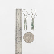 Bijou by SAM Mossy Creek earrings featuring green aventurine tube beads and sterling silver hoops on a white background.