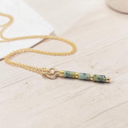 Bijou by SAM Mother Earth necklace featuring natural African Turquoise tube beads and 14k gold fill chain.