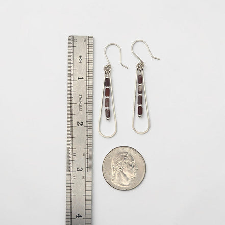 Bijou by SAM Painted Bluff teardrop earrings with maroon and gray Red Rainbow Jasper beads in sterling silver.