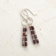 Bijou by SAM Painted Bluff dangle earrings featuring natural red rainbow jasper tube beads and sterling silver accents.
