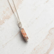 Bijou by SAM Olivia necklace featuring a cylindrical Redline Jasper stone on a delicate sterling silver chain.
