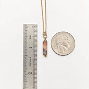 Bijou by SAM Olivia necklace featuring a cylindrical Redline Jasper bead on a delicate 14k gold fill chain.