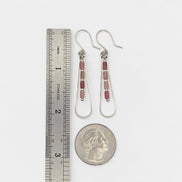 Bijou by SAM Rose Bluff teardrop hoop earrings with pink Rhodonite tube beads in Argentium Sterling Silver.