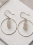 Bijou by SAM handmade sterling silver hoop earrings featuring a delicate stack of square-cut pale pink Rose Quartz.