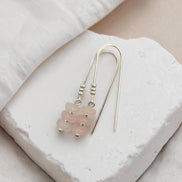 Bijou by SAM Aurora threader earrings featuring blush pink rose quartz beads on handcrafted sterling silver wire.