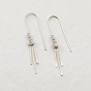 Bijou by SAM minimalist sterling silver threader earrings featuring three delicate metal fringes on a polished hoop.