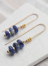 Bijou by SAM Milky Way threader earrings featuring deep blue sodalite beads on 14k gold filled wire.