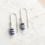 Bijou by SAM Milky Way threader earrings featuring deep blue sodalite beads on sterling silver wire.