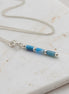 Bijou by SAM Still Water necklace featuring blue apatite tube beads on a delicate sterling silver chain.