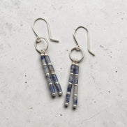 Bijou by SAM Stone Creek earrings featuring blue spot jasper tube beads and sterling silver hoops.