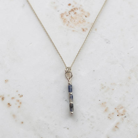 Bijou by SAM Stone Creek necklace featuring a blue spot jasper tube bead pendant on a sterling silver chain.