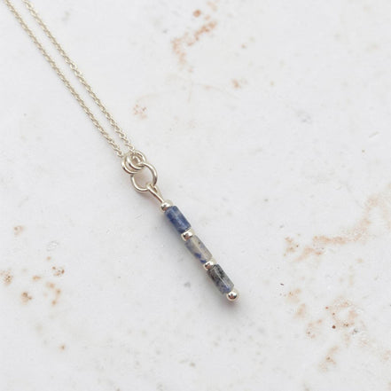 Bijou by SAM Stone Creek necklace featuring blue spot jasper tube beads on a sterling silver chain